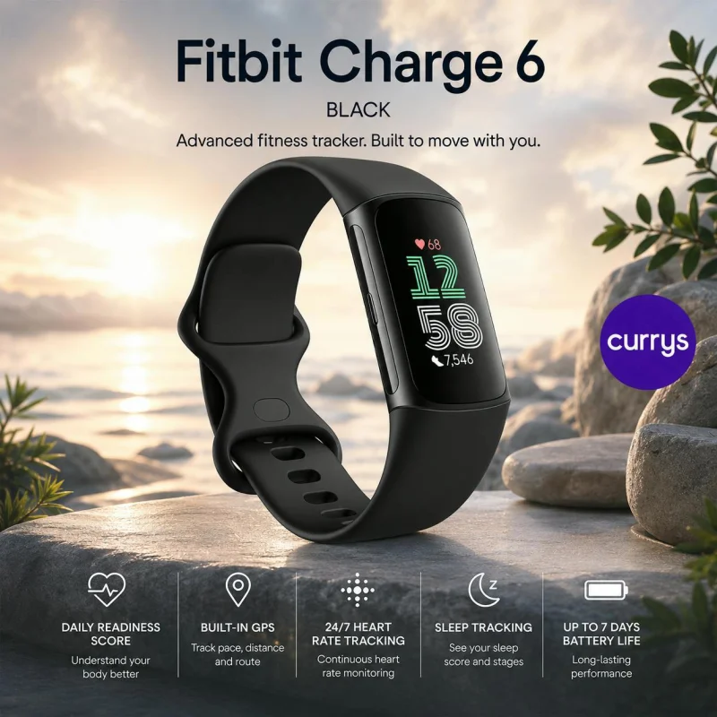 FITBIT CHARGE 6 FITNESS TRACKER - OBSIDIAN/BLACK, SILICONE STRAP, UNIVERSAL #21