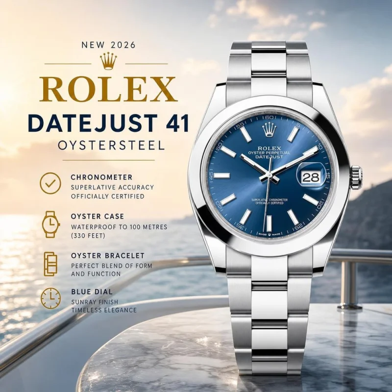 NEW 2026 ROLEX DATEJUST 41 OYSTERSTEEL BLUE DIAL