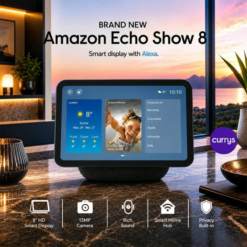 AMAZON ECHO SHOW 8 SMART DISPLAY WITH ALEXA - GRAPHITE #21