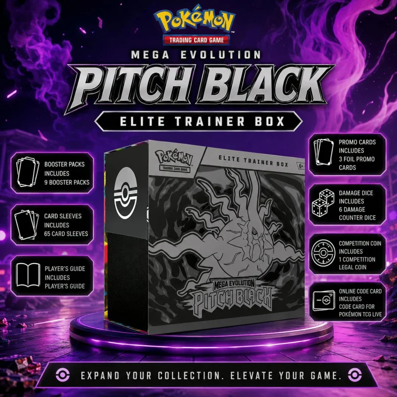 NEW POKÉMON MEGA EVOLUTION PITCH BLACK ELITE TRAINER BOX #33