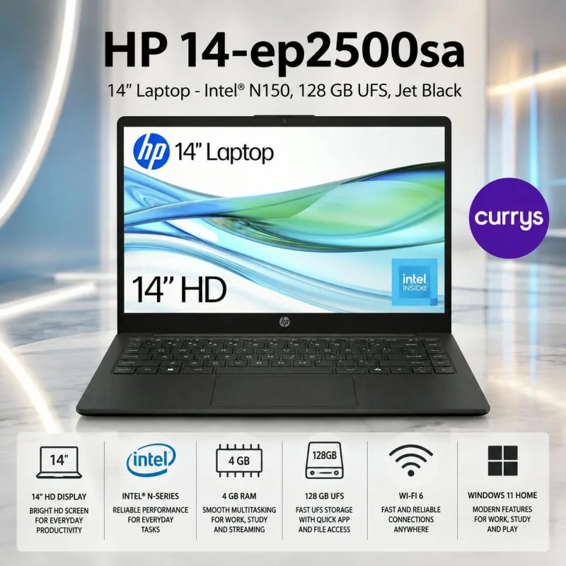 HP 14-EP2500SA 14" LAPTOP - INTEL® N150, 128 GB UFS, JET BLACK #13