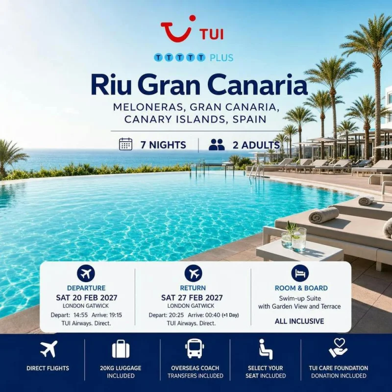 TUI ALL INCLUSIVE 7 NIGHTS 2 PEOPLE RUI GRAN CANARIA, CANARY ISLANDS