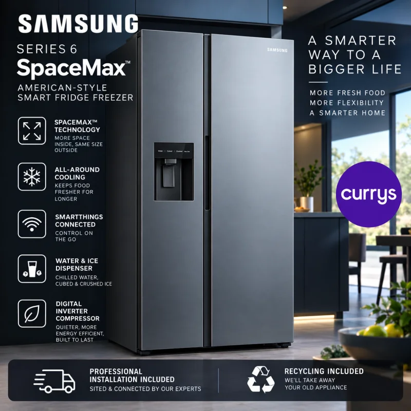 SAMSUNG SPACEMAX AMERICAN-STYLE SMART FRIDGE FREEZER + INSTALLATION & RECYCLING #1