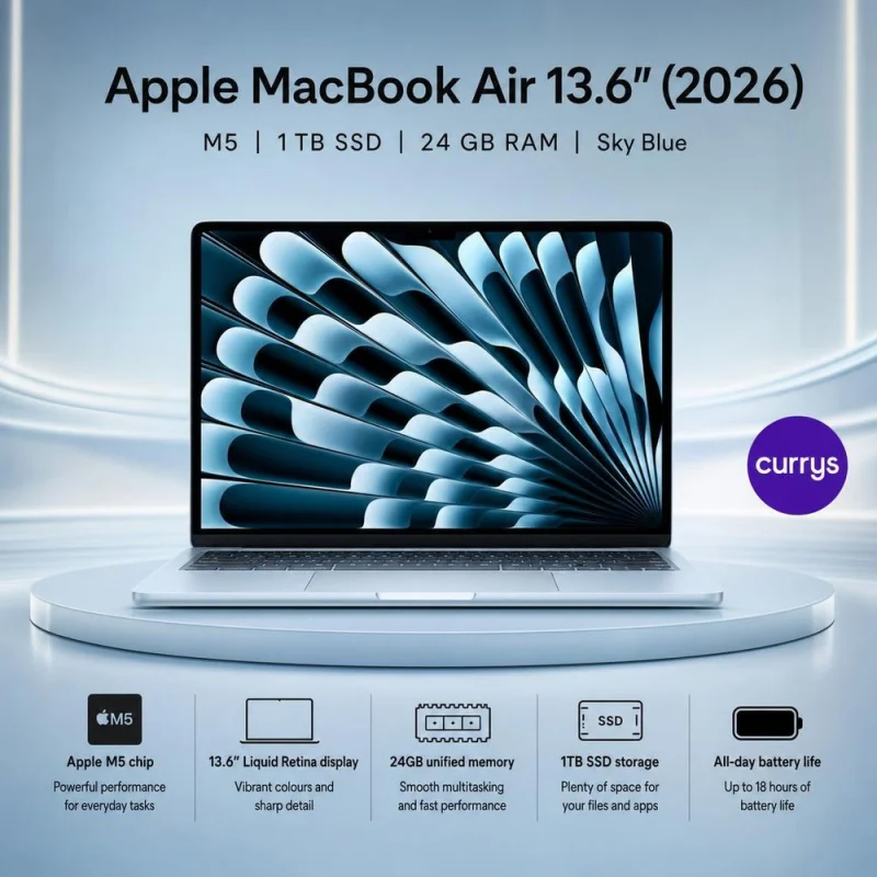 APPLE MacBook Air 13.6" (2026) - M5, 1 TB SSD, RAM 24 GB, Sky Blue OR £1,000 #2