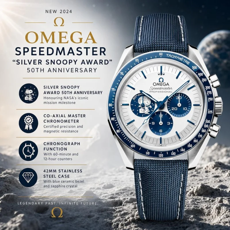NEW OMEGA SPEEDMASTER “SILVER SNOOPY AWARD” 50TH ANNIVERSARY