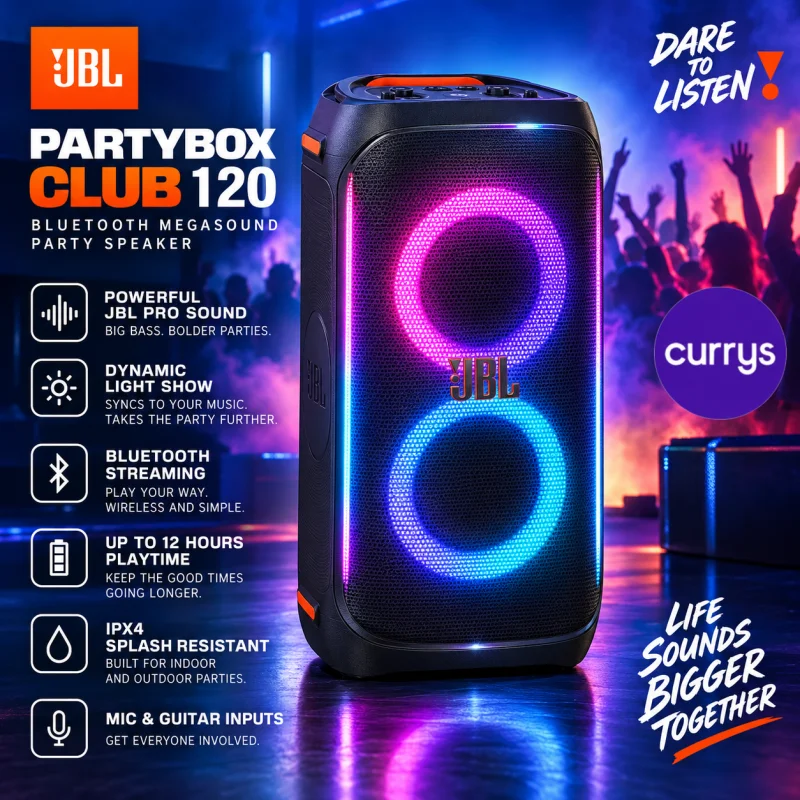 JBL PARTYBOX CLUB 120 BLUETOOTH MEGASOUND PARTY SPEAKER - BLACK #1