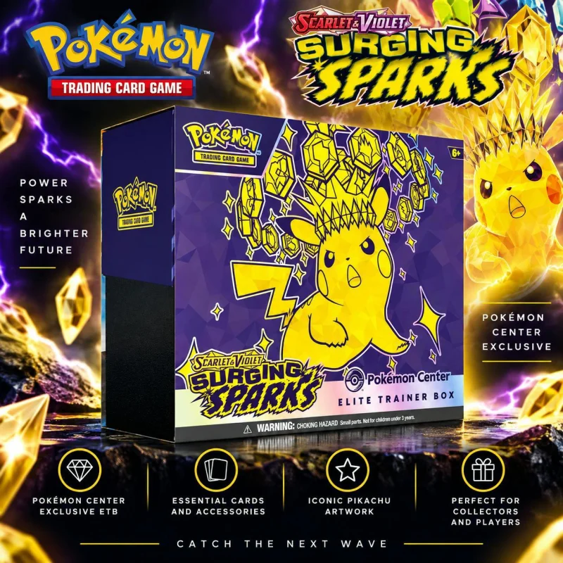 NEW SEALED POKÉMON CENTER TCG: SCARLET & VIOLET-SURGING SPARKS ETB #5