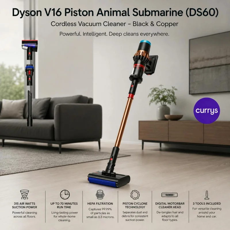 DYSON V16 PISTON ANIMAL SUBMARINE DS60 CORDLESS WET & DRY VACUUM CLEANER – BLACK & COPPER #22