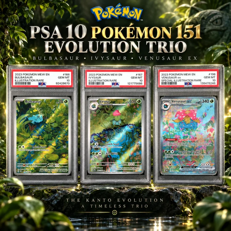 PSA 10 POKÉMON 151 BULBASAUR, IVYSAUR & VENUSAUR EX EVOLUTION TRIO