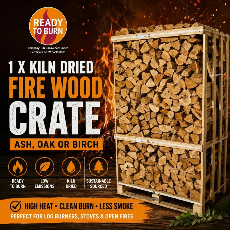 1 X KILN DRIED FIRE WOOD CRATE - ASH, OAK OR BIRCH #23