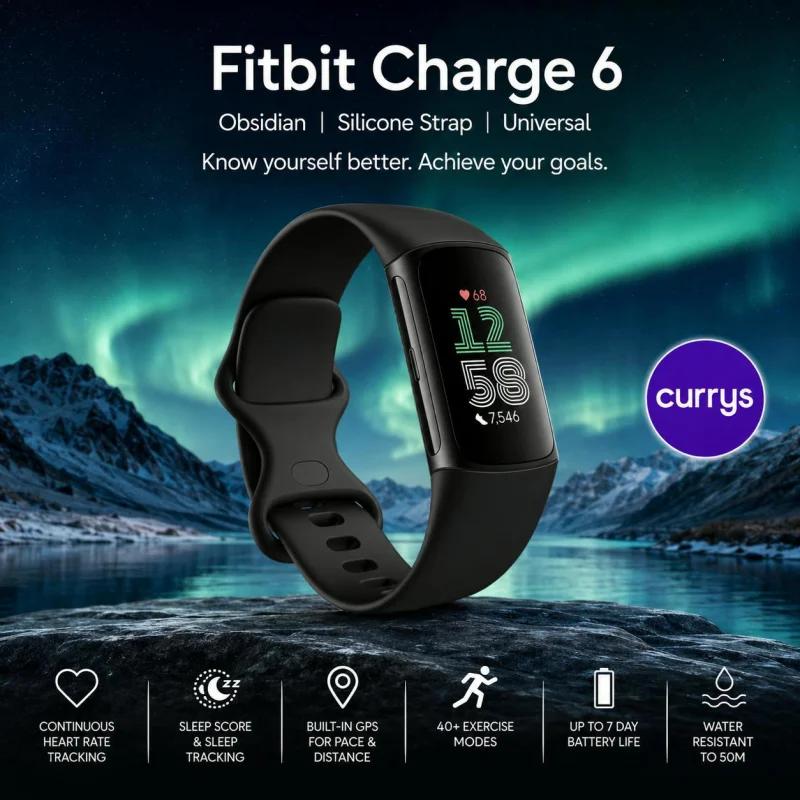 FITBIT CHARGE 6 FITNESS TRACKER - OBSIDIAN/BLACK, SILICONE STRAP, UNIVERSAL #22