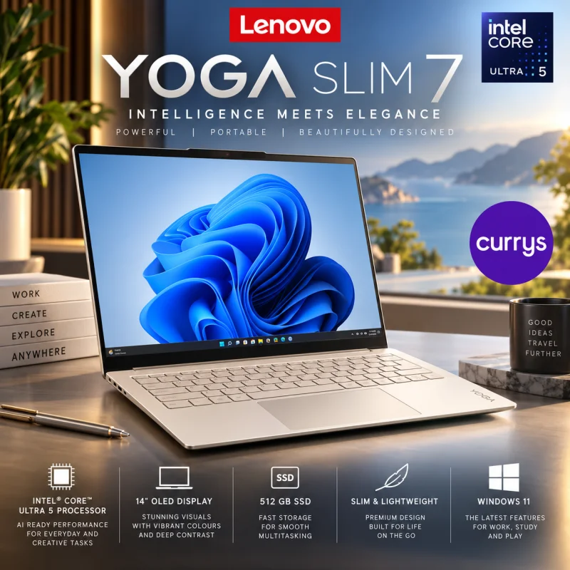 LENOVO YOGA SLIM 7 14" LAPTOP - INTEL® CORE™ ULTRA 5, 512 GB SSD, SEASHELL #1